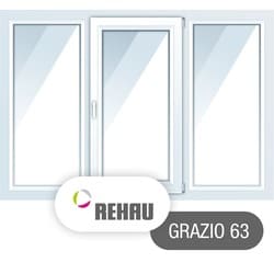 Трехстворчатые окна Rehau Grazio (63 створка) 2000*1400